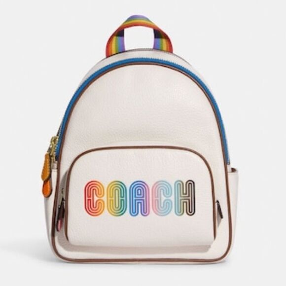 Coach Mini Court Backpack With Rainbow Coach Logo New With Tags